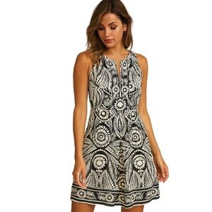 Banana Republic Silk Floral Dress Black White 12 Petite